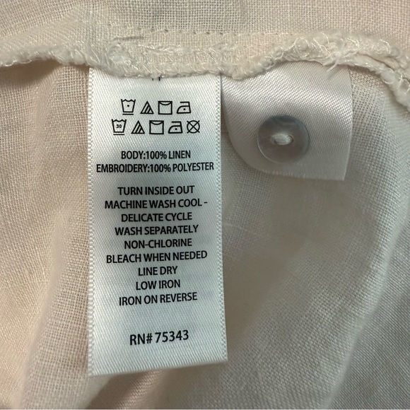 Sigrid Olsen Women's Halter  Dress 100% Linen Embroidered Crocheted M ivory Blue - Picture 10 of 12